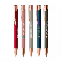 Stylo bille toucher gomme Or rose