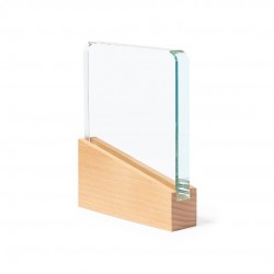 Trophée rectangulaire en verre et en bois