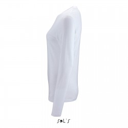 Tee-shirt manches longues femme semi-peigné 190 g blanc