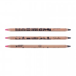 Crayon bois de Cèdre bi-couleur graphite et fluo